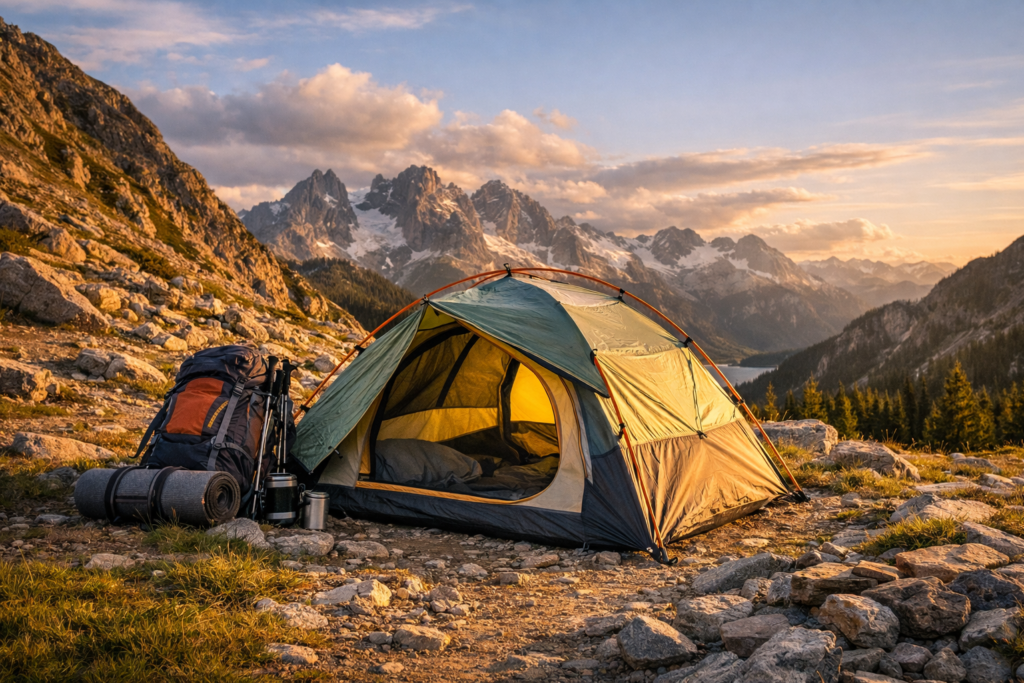 lightweight backpacking tent pitched on mountain trail — best tent for hikers