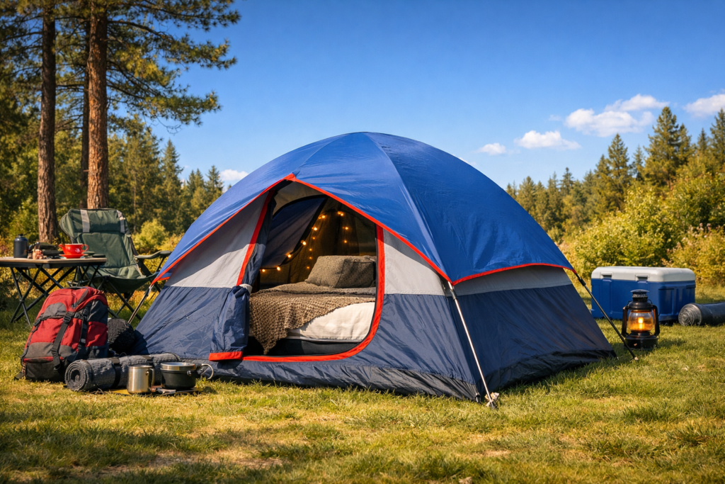how to choose the right tent starting with a dome — easy setup at sunny campsite