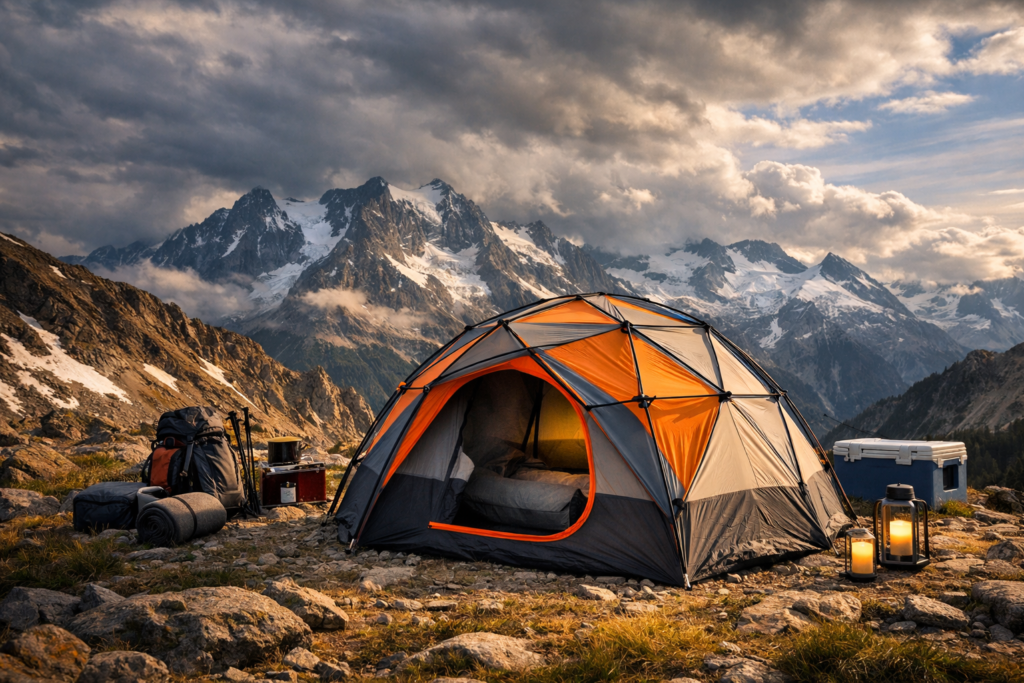geodesic tent in snowy mountain conditions — 4-season tent for extreme weather