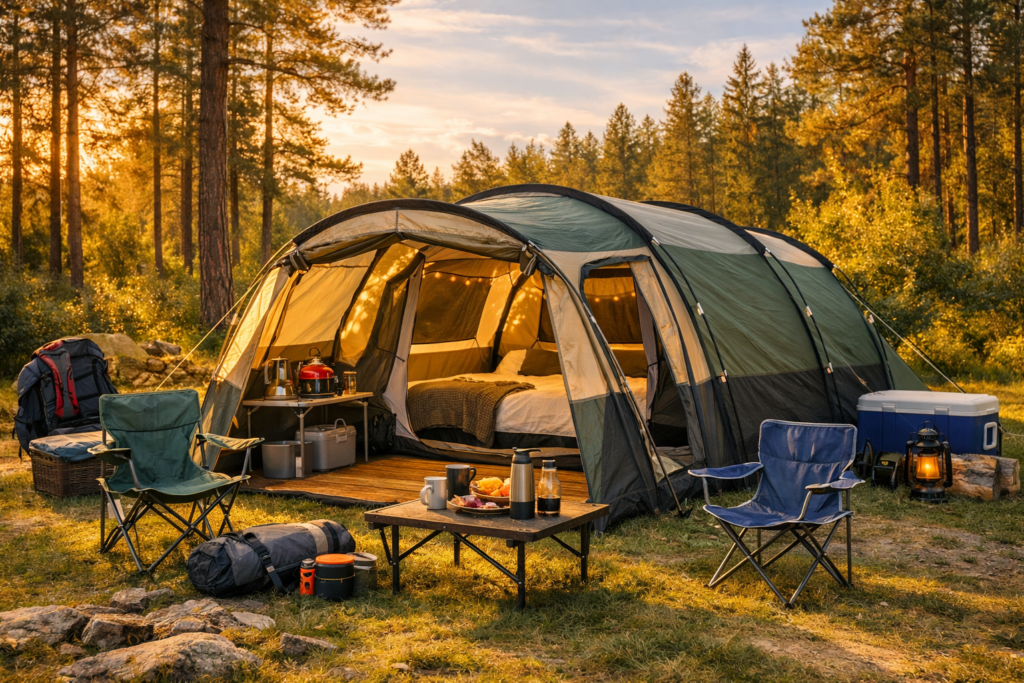 how to choose the right tent for families — spacious tunnel tent with open vestibule
