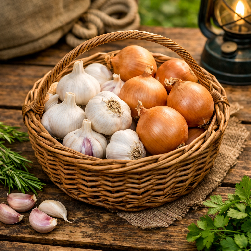 garlic and onions in camp cooking — natural mosquito repellent foods for camping