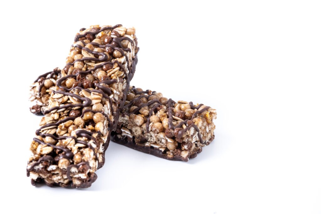 Instant energy granola bars while mountain camping