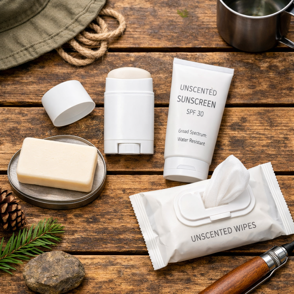 Keeping mosquitoes away while camping with unscented natural toiletries — fragrance-free products