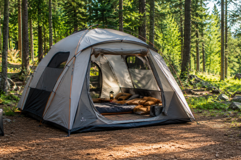 best camping tents for all weather large family tent pitched in green forest clearing sunny day outdoor camping adventure