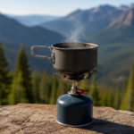 best compact camping stoves canister stove on rock boiling water outdoors