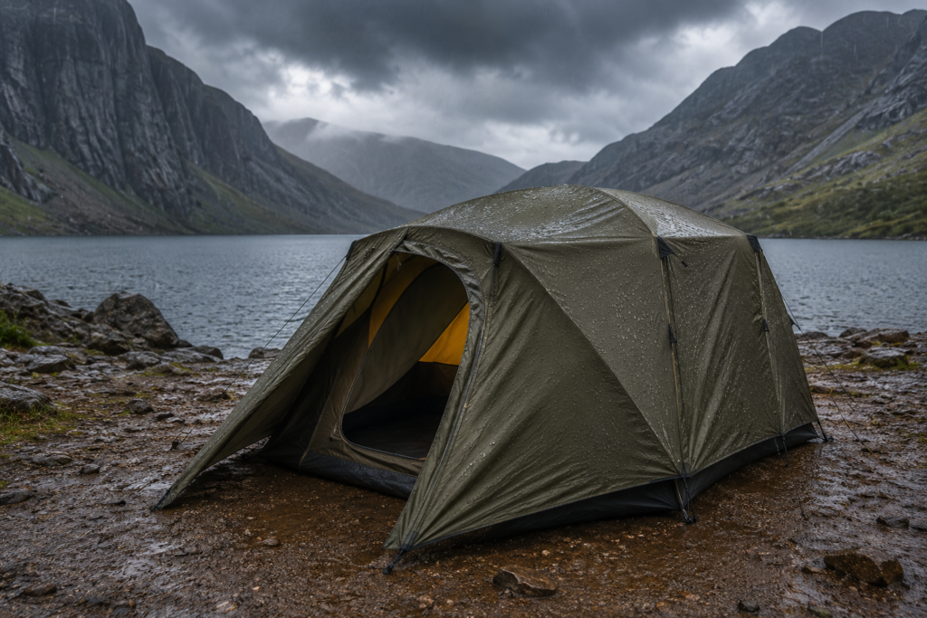 best camping tents all weather Marmot Limestone tent in rain storm full coverage rainfly ground level waterproof