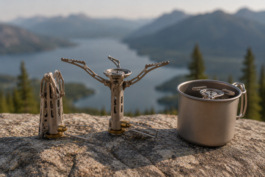 best compact camping stoves Snow Peak LiteMax titanium ultralight collapsed pot