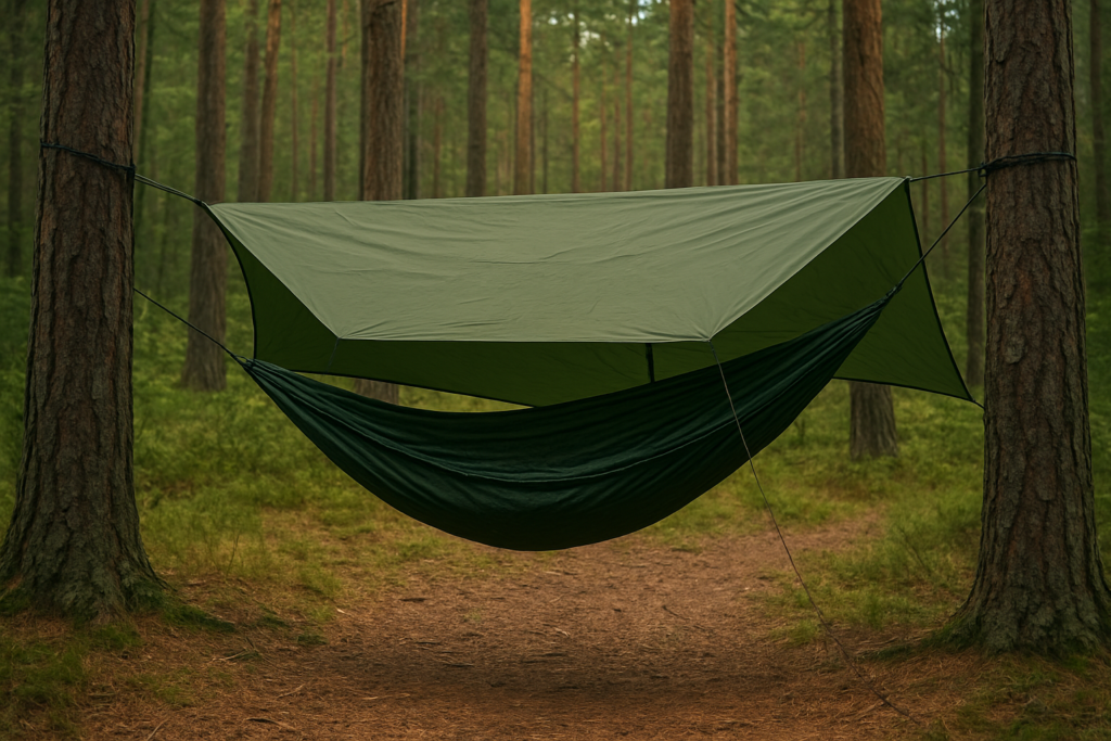 How to camp in a hammock: hammock setup with rainfly for beginners